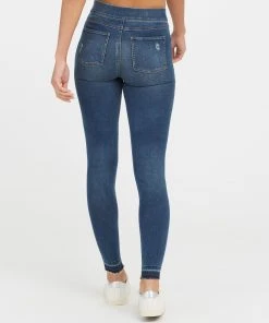 Spanx Distressed Ankle Skinny Jeans, Medium Wash Comfy Essentials