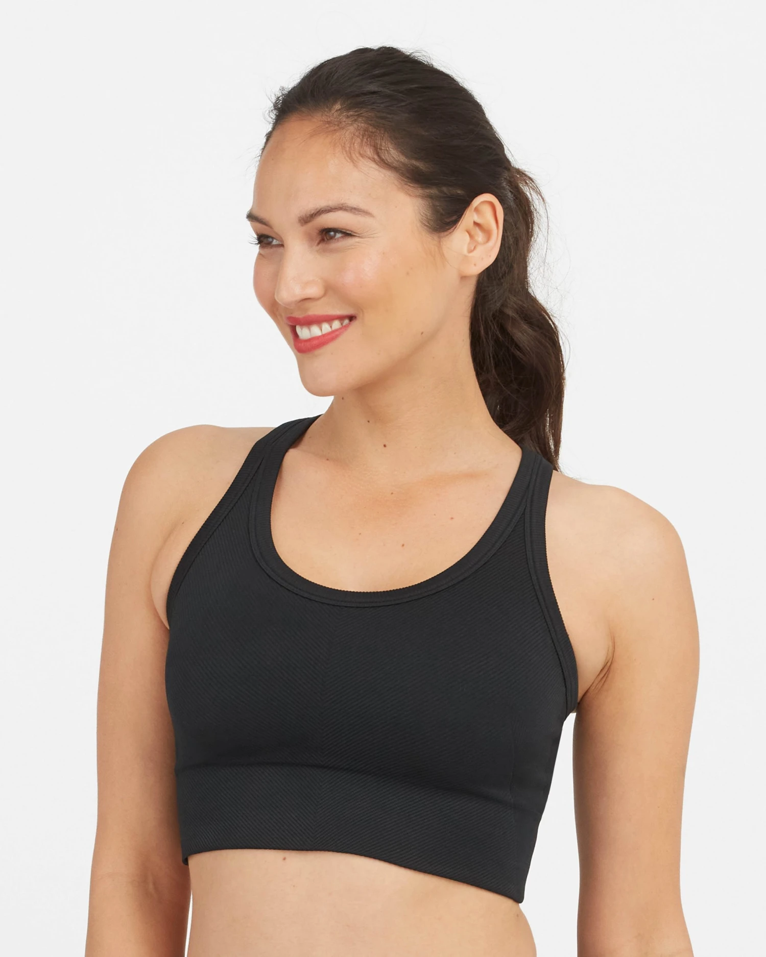 Spanx Seamless Sculpt Chevron Ribbed Longline Medium Impact Sports Bra 3 Spanx Seamless Sculpt Chevron Ribbed Longline Medium Impact Sports Bra