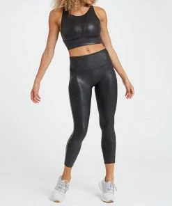 Spanx Faux Leather Track Stripe 7/8 Leggings