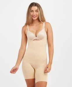Spanx Power Open-Bust Mid-Thigh Bodysuit Shop All Shapewear