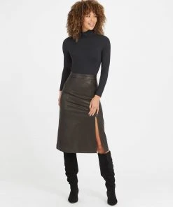 Spanx Leather-Like Midi Skirt