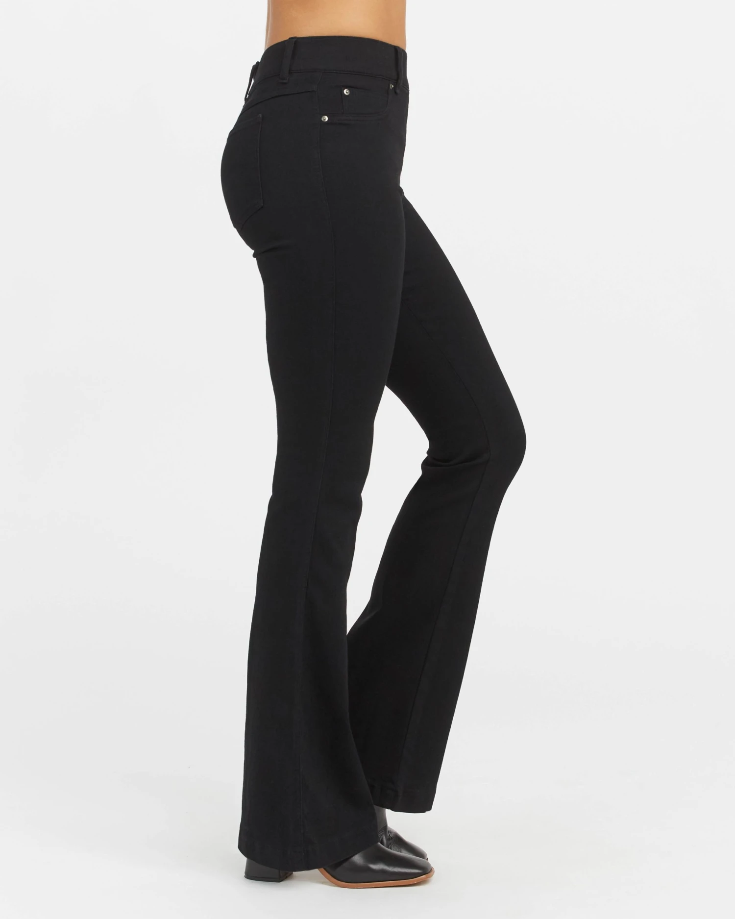 Spanx Back In Stock Flare Jeans, Clean Black 8 Spanx Back In Stock Flare Jeans, Clean Black