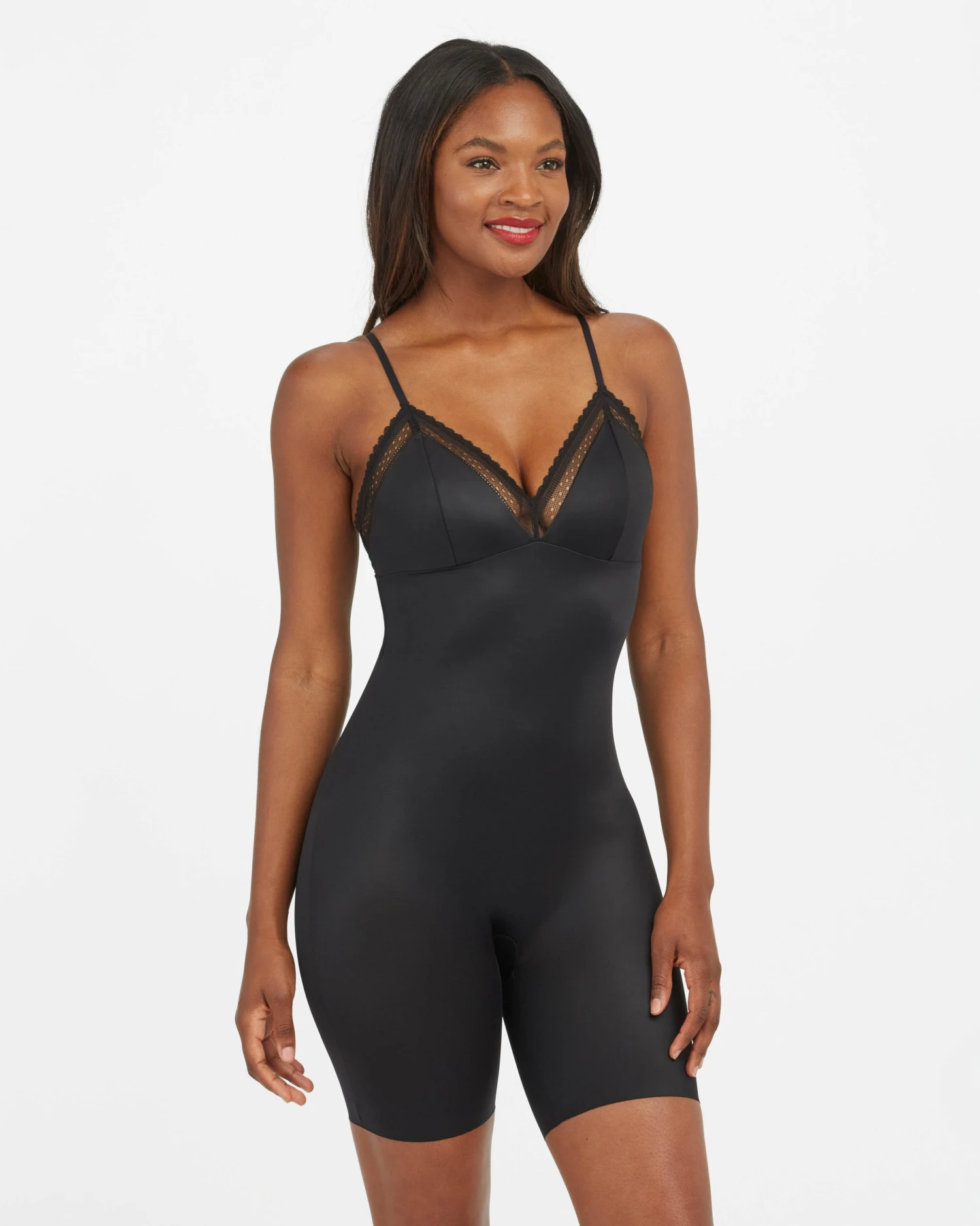 Spanx Spotlight On Lace Satin Mid-Thigh Bodysuit 4 Spanx Spotlight On Lace Satin Mid-Thigh Bodysuit