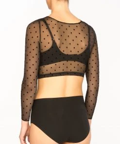 Spanx® Sheer Fashion Flocked Dot Crop Top Shop All Clothing