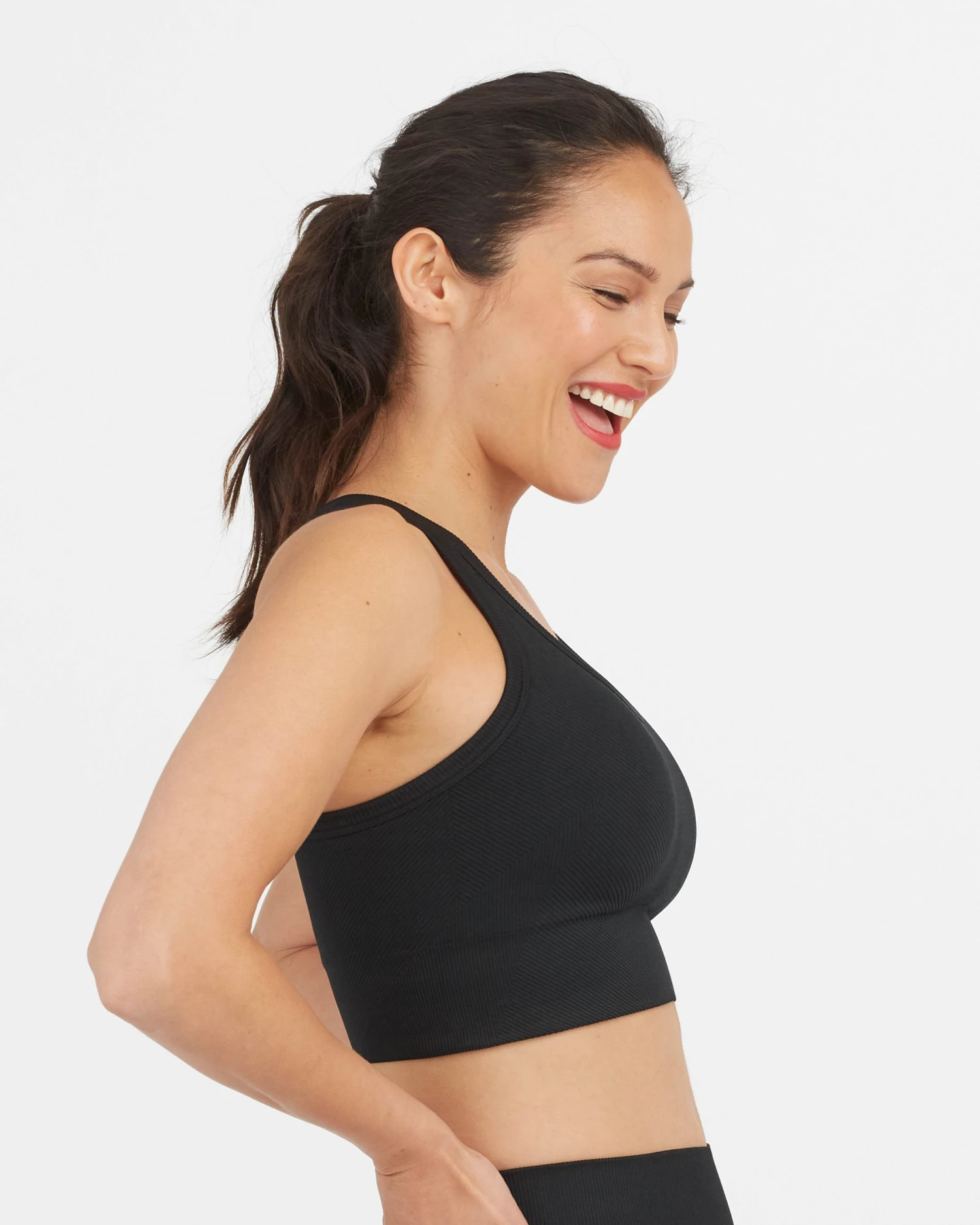 Spanx Seamless Sculpt Chevron Ribbed Longline Medium Impact Sports Bra 5 Spanx Seamless Sculpt Chevron Ribbed Longline Medium Impact Sports Bra