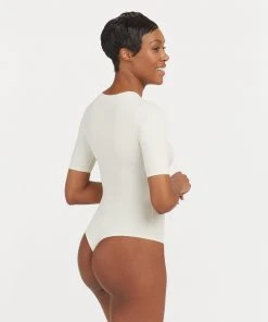 Spanx New Arrivals Suit Yourself Ribbed Crew Neck Short Sleeve Bodysuit