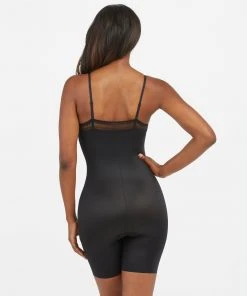 Spanx Spotlight On Lace Satin Mid-Thigh Bodysuit 8 Spanx Spotlight On Lace Satin Mid-Thigh Bodysuit