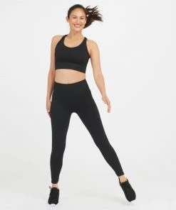 Spanx Seamless Sculpt Chevron Ribbed Longline Medium Impact Sports Bra 20 Spanx Seamless Sculpt Chevron Ribbed Longline Medium Impact Sports Bra